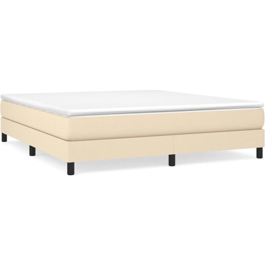 vidaXL - Boxspring - met - matras - stof - crèmekleurig - 180x200 - cm vidaXL - Boxspring - met - matras - stof - crèmekleurig - 180x200 - cm afbeelding 1