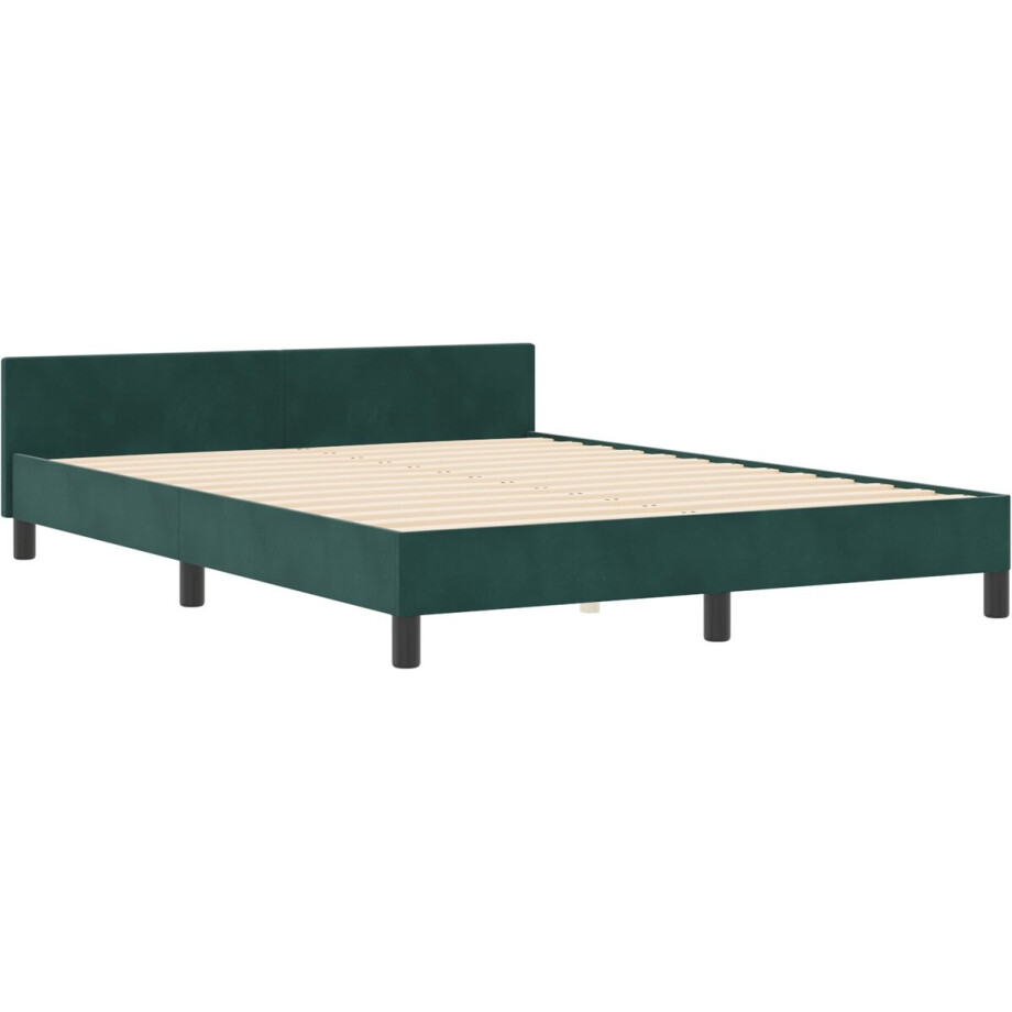 vidaXL - Boxspring - bed - met - hoofdeinde - Donkergroen - 140 - x - 190 - cm - Fluweel afbeelding 1