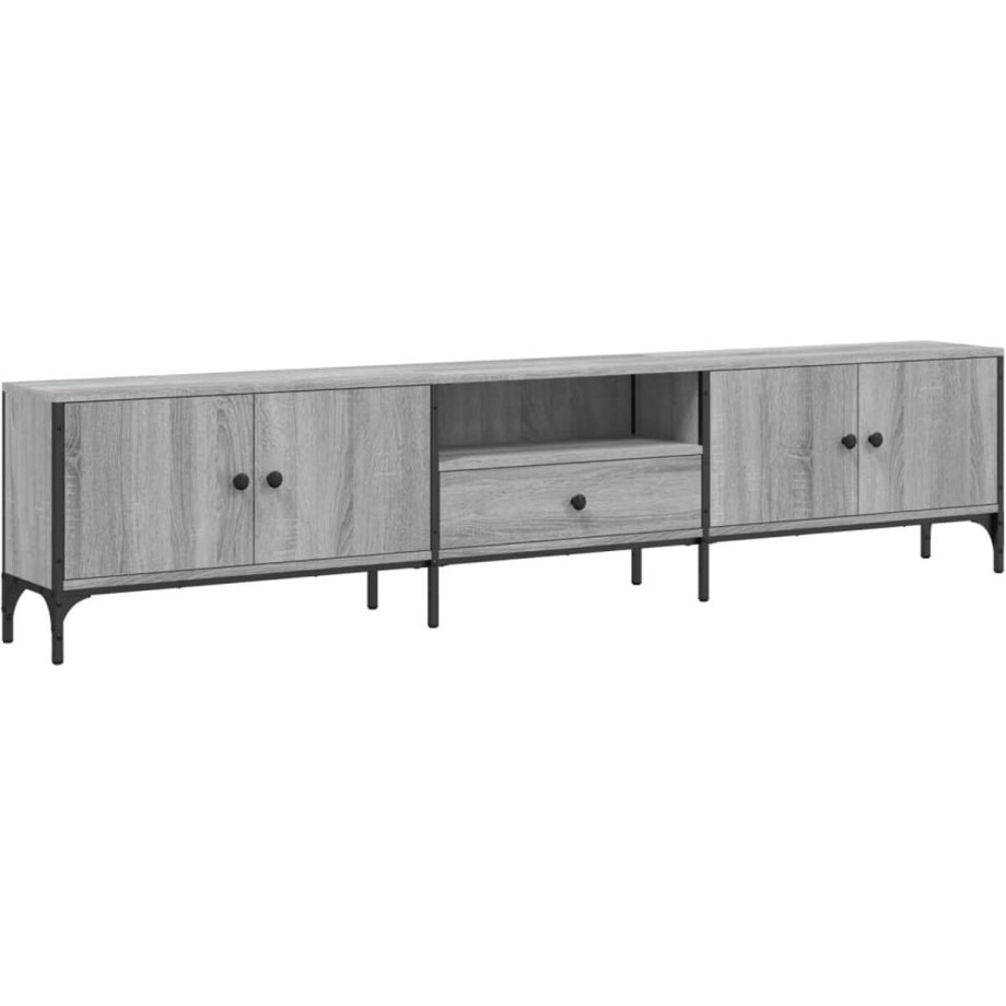 vidaXL - Tv-meubel - met - lade - 200x25x44 - cm - bewerkt - hout - grijs - sonoma - eiken afbeelding 1