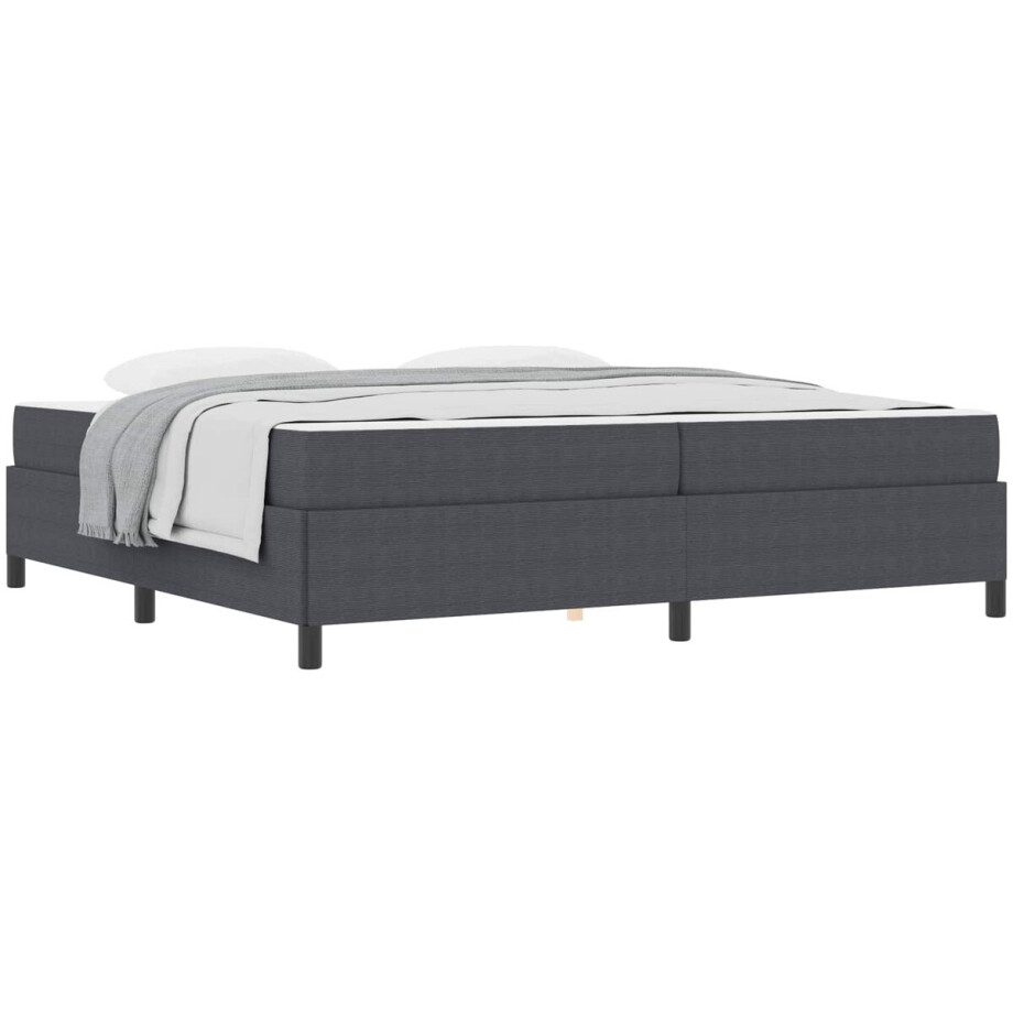 vidaXL - Bedframe - met - matras - Donkergrijs - 200 - x - 200 - cm - Stof afbeelding 1