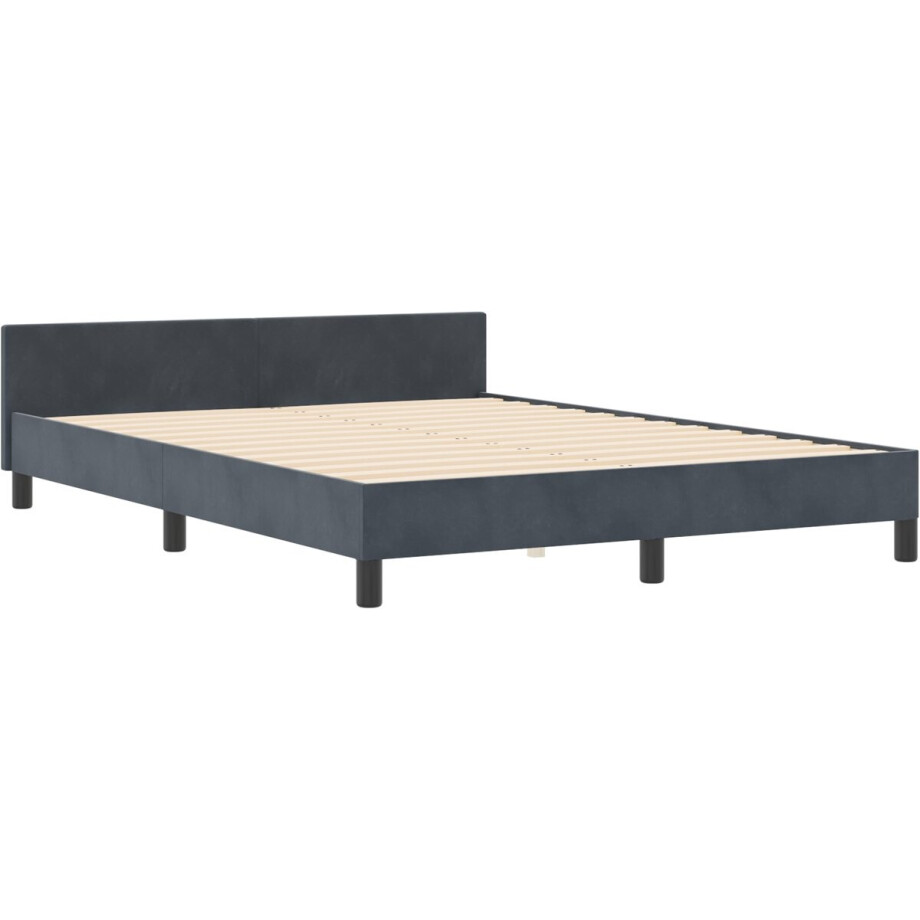 vidaXL - Bedframe - met - hoofdeinde - Donkergrijs - 140 - x - 190 - cm - Fluweel vidaXL - Bedframe - met - hoofdeinde - Donkergrijs - 140 - x - 190 - cm - Fluweel afbeelding 1