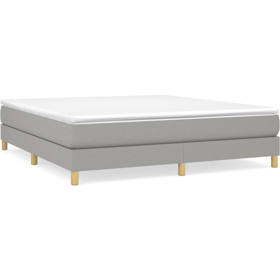 vidaXL - Boxspring - met - matras - stof - lichtgrijs - 160x200 - cm afbeelding 1