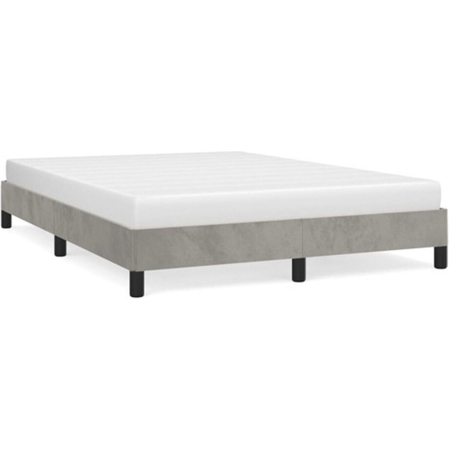 vidaXL - Bedframe - zonder - matras - 140x190 - cm - fluweel - lichtgrijs afbeelding 1