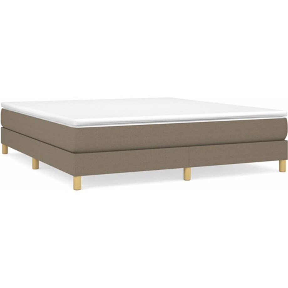 vidaXL - Boxspring - bed - stof - taupe - 180x200 - cm vidaXL - Boxspring - bed - stof - taupe - 180x200 - cm afbeelding 1