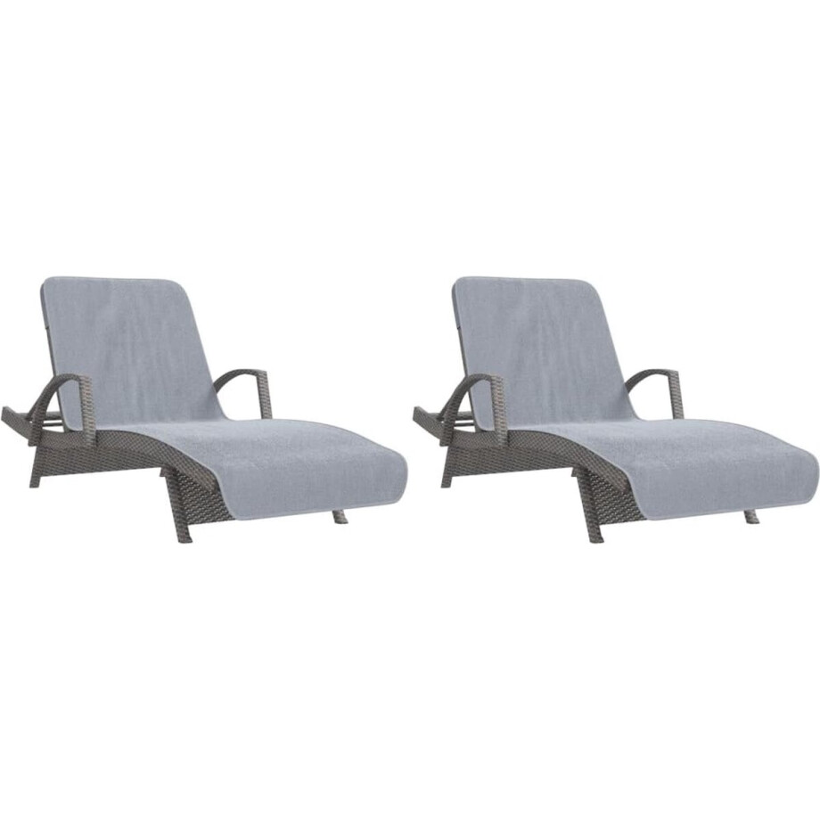 vidaXL - Strandhanddoeken - 2 - st - 400 - g/m² - 75x200 - cm - stof - grijs vidaXL - Strandhanddoeken - 2 - st - 400 - g/m² - 75x200 - cm - stof - grijs afbeelding 1
