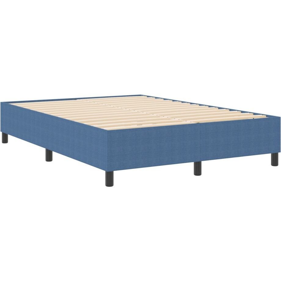 vidaXL - Platformbedframe - Blauw - 140 - x - 190 - cm - Corduroy - stof afbeelding 1