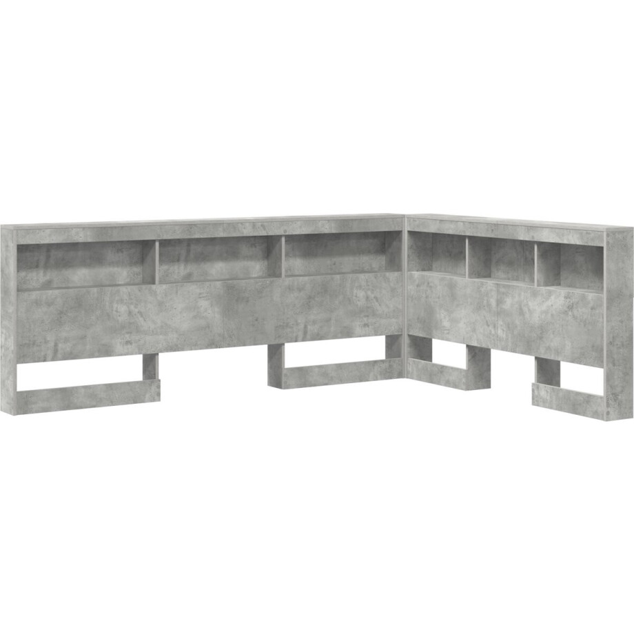 vidaXL - Opberghoofdbord - met - plank - Beton - Grijs - 140 - cm - Bewerkt - hout afbeelding 1