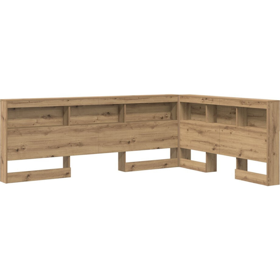 vidaXL - Opberghoofdbord - met - plank - Artisan - Eiken - 140 - cm - Bewerkt - hout afbeelding 1
