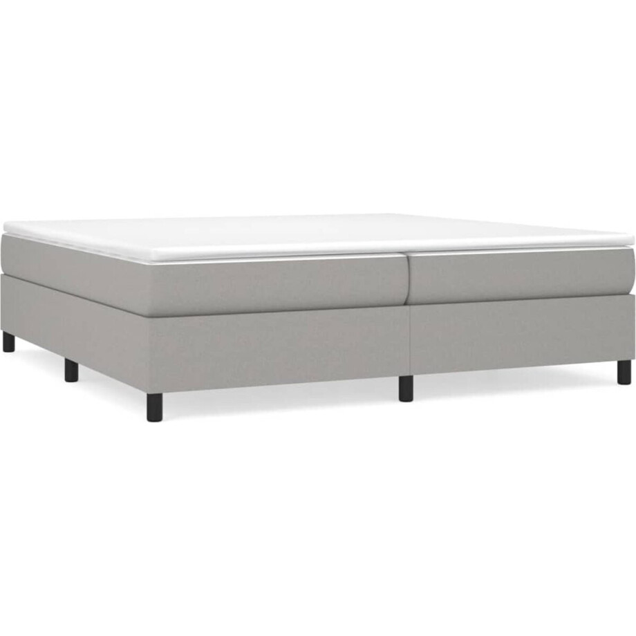 vidaXL - Boxspring - met - matras - stof - lichtgrijs - 200x200 - cm afbeelding 1