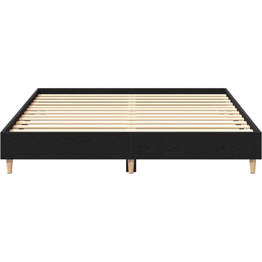vidaXL - Bedframe - Zwart - Eiken - 203 - x - 153 - x - 25 - cm - Bewerkt - hout vidaXL - Bedframe - Zwart - Eiken - 203 - x - 153 - x - 25 - cm - Bewerkt - hout afbeelding 1