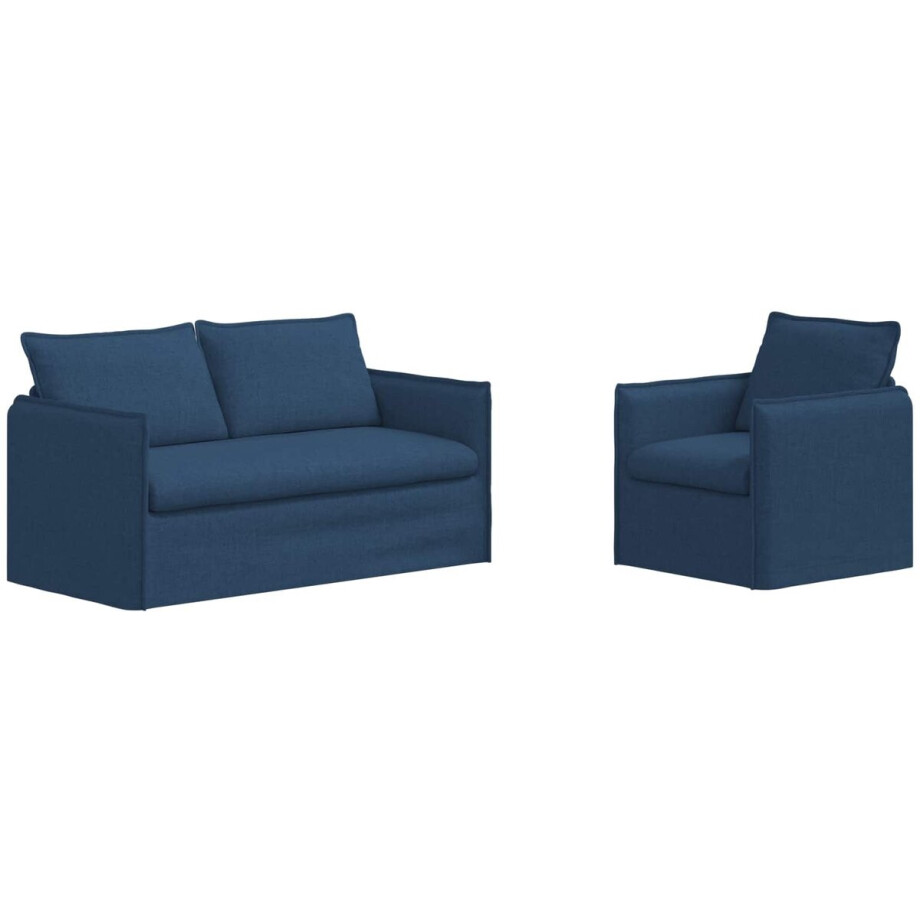 vidaXL - Bankstel - 2 - pcs - Blauw - 156 - x - 82 - x - 85 - cm - Stof vidaXL - Bankstel - 2 - pcs - Blauw - 156 - x - 82 - x - 85 - cm - Stof afbeelding 1
