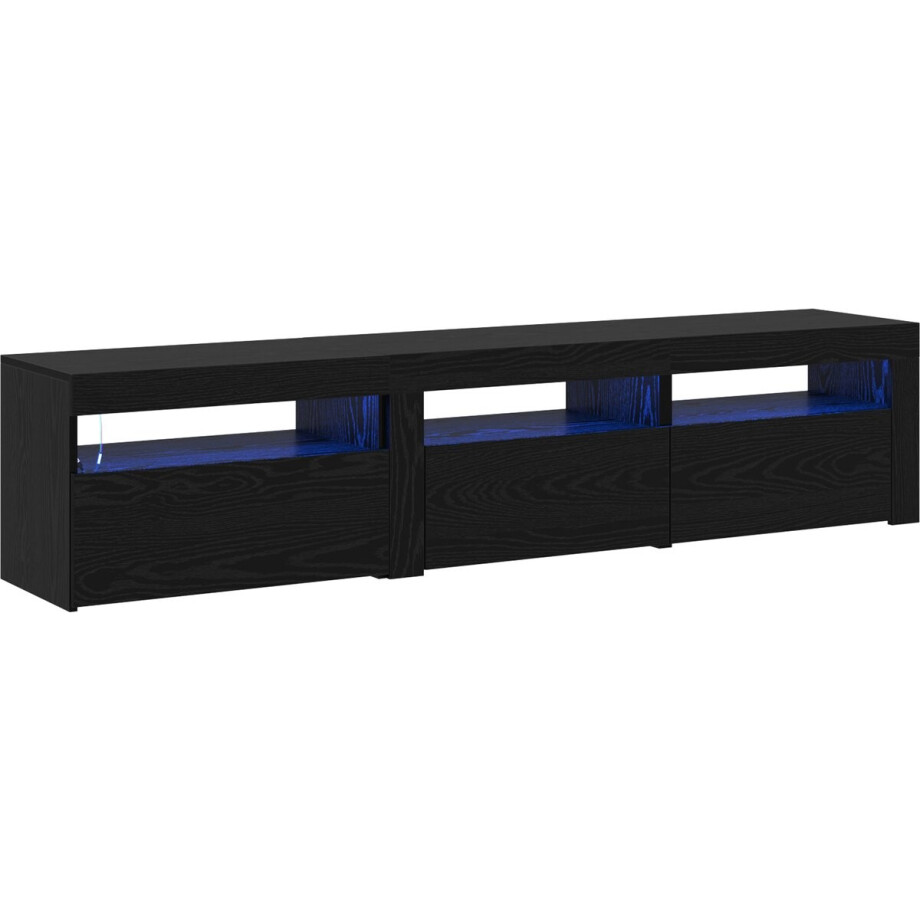 vidaXL - TV-kasten - 2 - pcs - Zwart - eiken - 180 - x - 35 - x - 40 - cm - Bewerkt - hout vidaXL - TV-kasten - 2 - pcs - Zwart - eiken - 180 - x - 35 - x - 40 - cm - Bewerkt - hout afbeelding 1