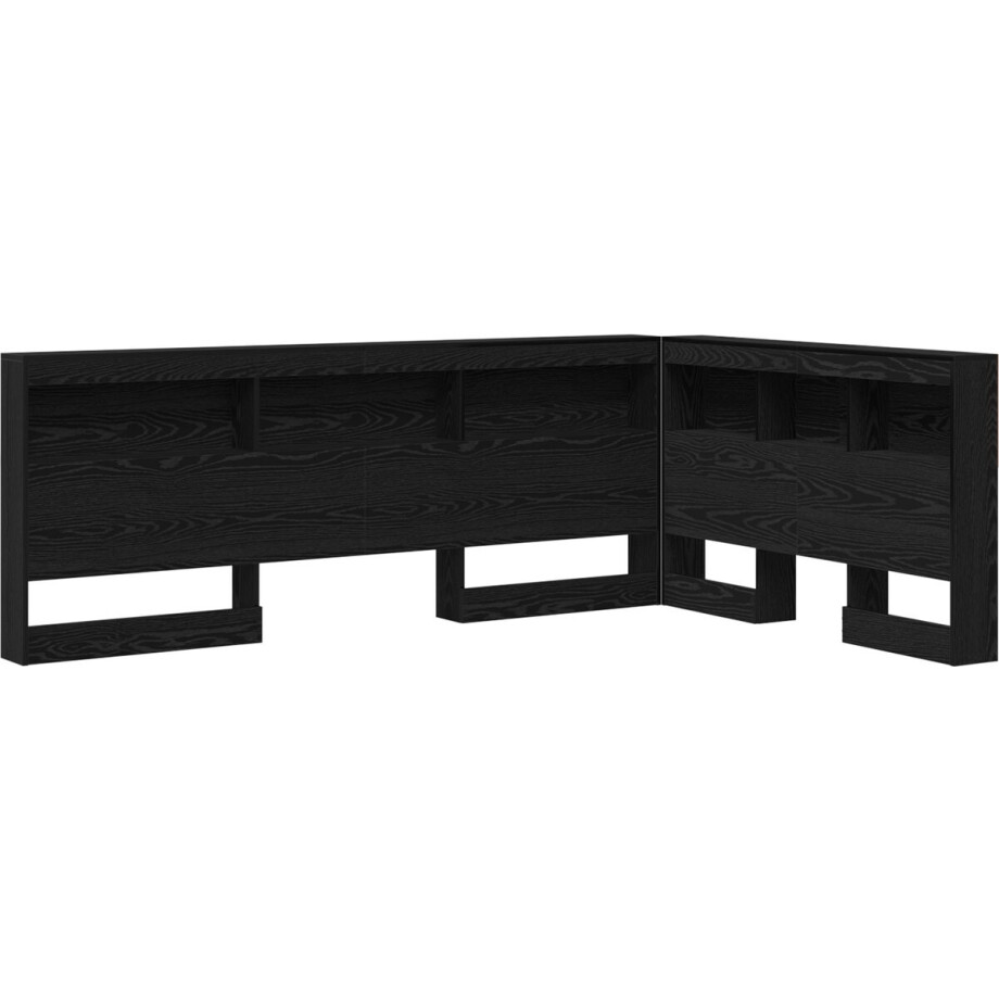 vidaXL - Opberghoofdbord - met - plank - Zwart - eiken - 120 - cm - Bewerkt - hout vidaXL - Opberghoofdbord - met - plank - Zwart - eiken - 120 - cm - Bewerkt - hout afbeelding 1