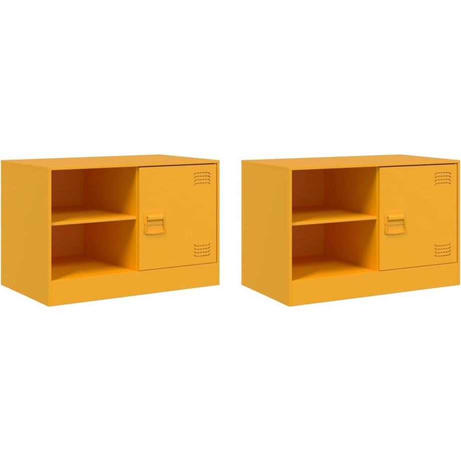 vidaXL - Tv-meubelen - 2 - st - 67x39x44 - cm - staal - mosterdgeel afbeelding 1