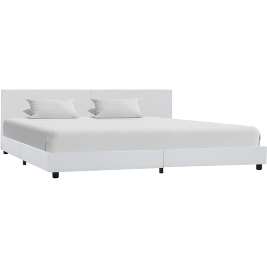 vidaXL - Bedframe - kunstleer - wit - 180x200 - cm afbeelding 1