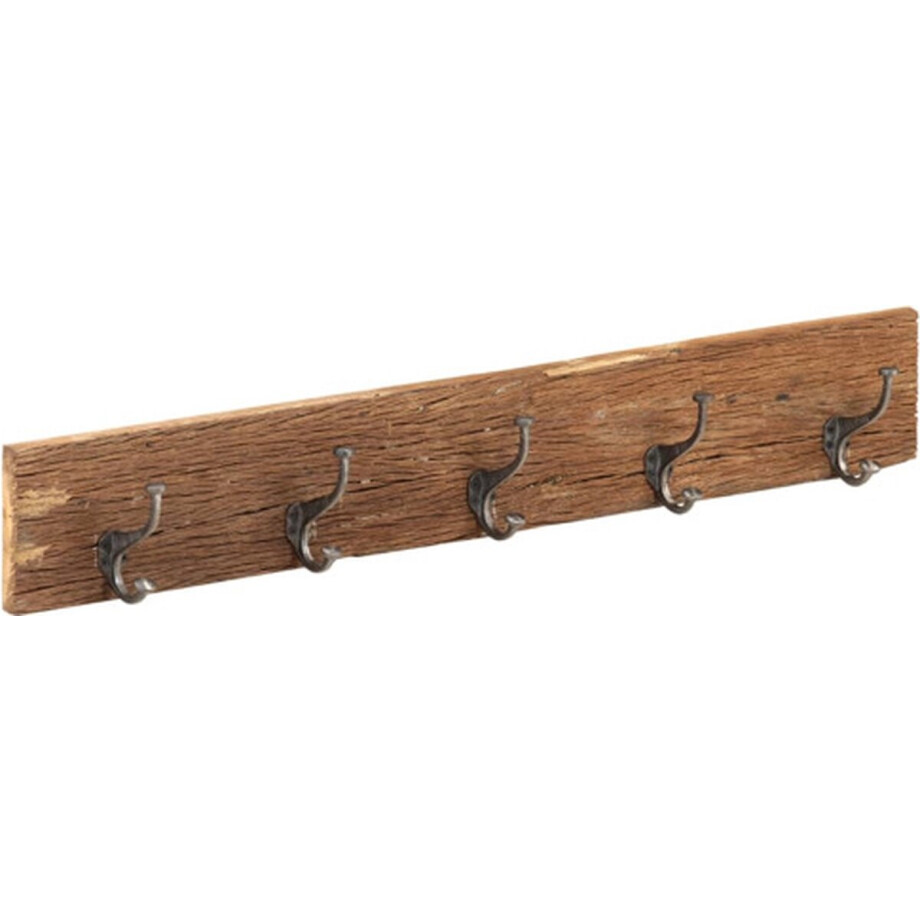 vidaXL - Wandkapstok - met - 5 - haken - 100x2,5x15 - cm - massief - gerecycled - hout afbeelding 1
