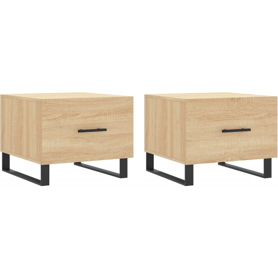 vidaXL - Salontafels - 2 - st - 50x50x40 - cm - bewerkt - hout - sonoma - eikenkleurig afbeelding 1