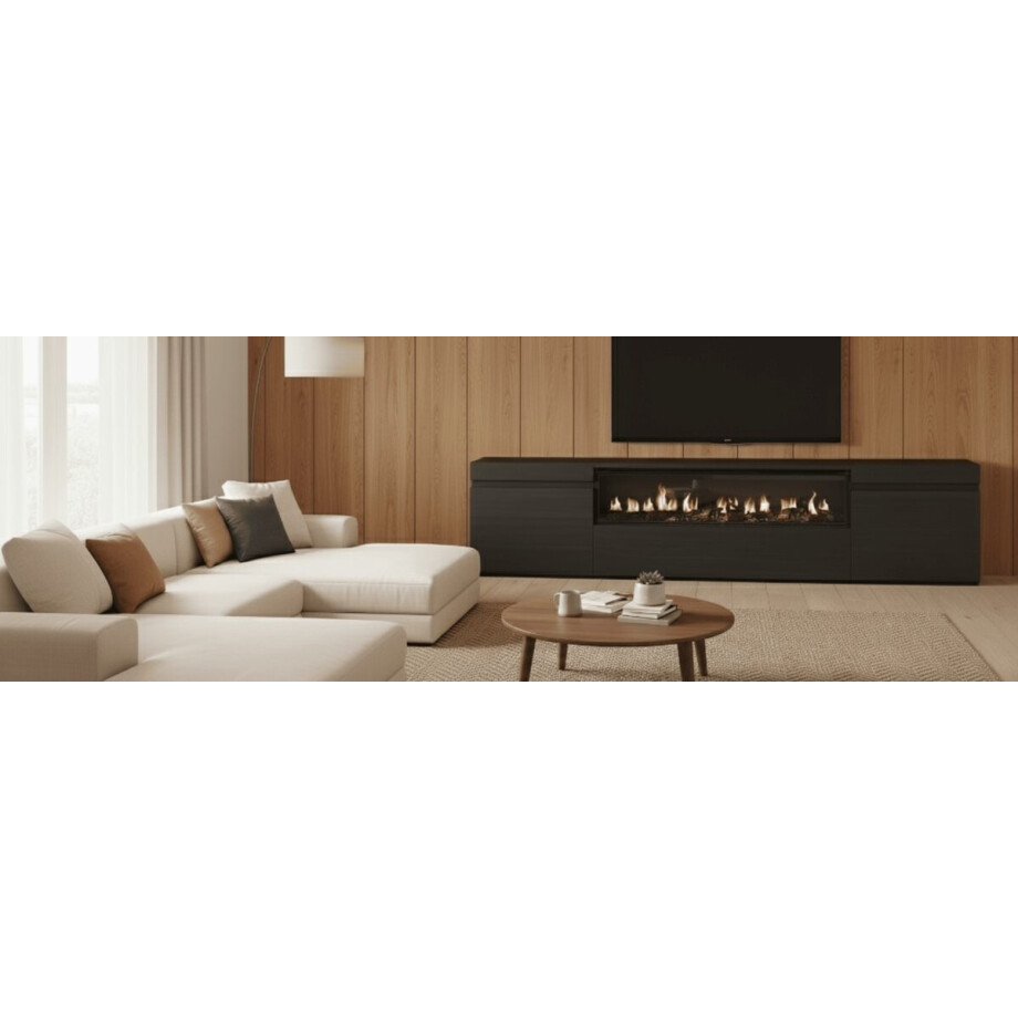 TV Meubel met Elektrische Open Haard – TasalFurniture Modern Luxe TV Kast 200 cm – Geschikt voor TV’s tot 80 Inch – LED 3D Vuureffect met Afstandsbediening – Zwart Houtnerf – Opbergkast voor Woonkamer – 34W Sfeerverwarming zonder Warmte – Vrijstaand TV Meubel met Elektrische Open Haard – TasalFurniture Modern Luxe TV Kast 200 cm – Geschikt voor TV’s tot 80 Inch – LED 3D Vuureffect met Afstandsbediening – Zwart Houtnerf – Opbergkast voor Woonkamer – 34W Sfeerverwarming zonder Warmte – Vrijstaand afbeelding 1