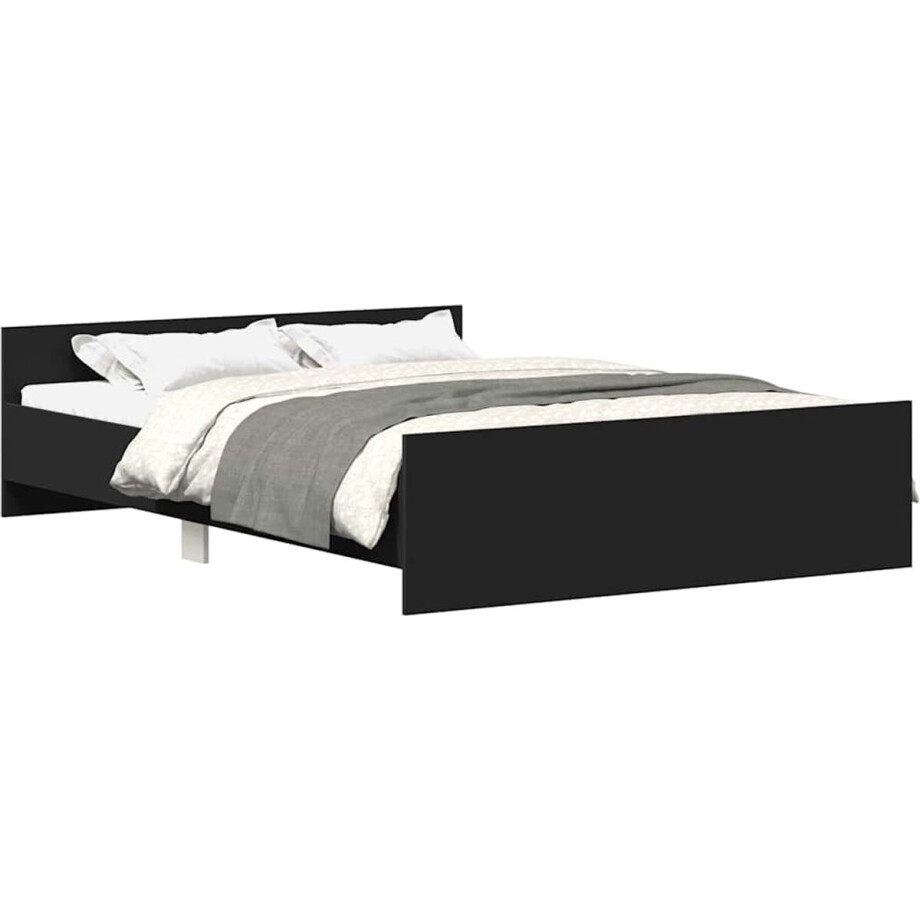 vidaXL - Bedframe - met - hoofd- - en - voeteneinde - zwart - 140x200 - cm afbeelding 1