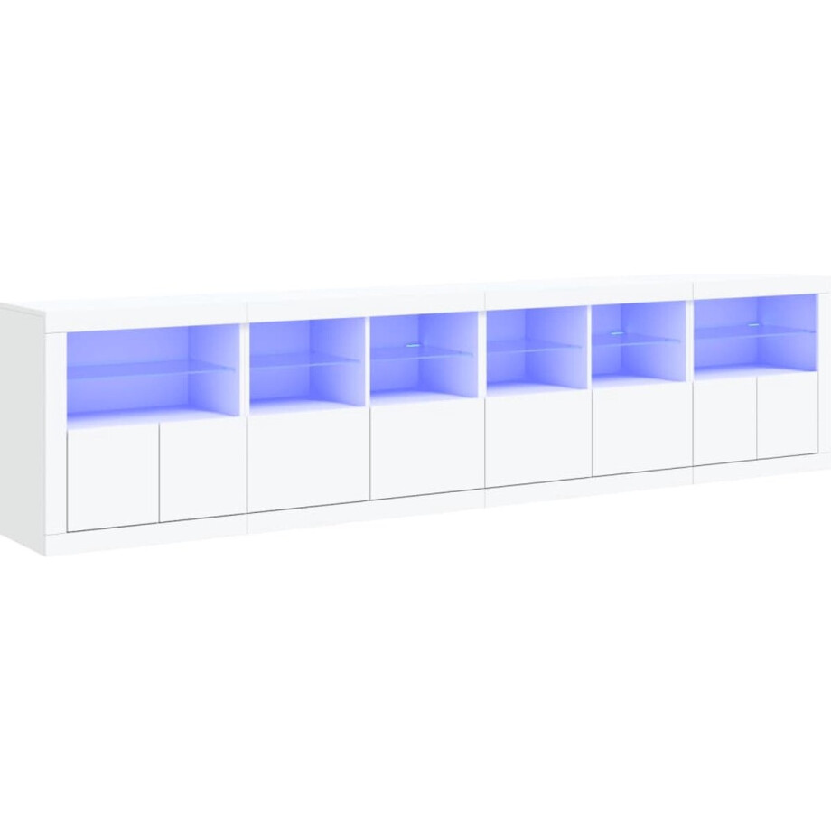 vidaXL - Dressoir - met - LED-verlichting - 283x37x67 - cm - wit afbeelding 1