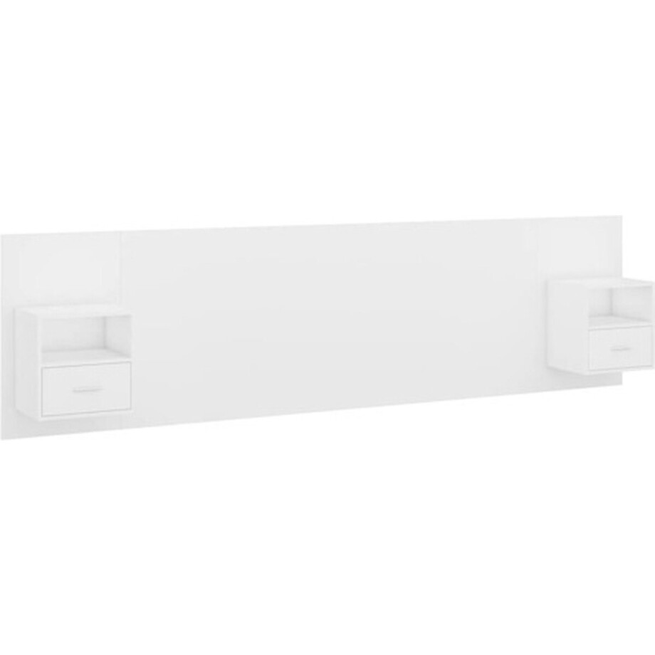 vidaXL - Hoofdbord - met - kastjes - bewerkt - hout - wit afbeelding 1
