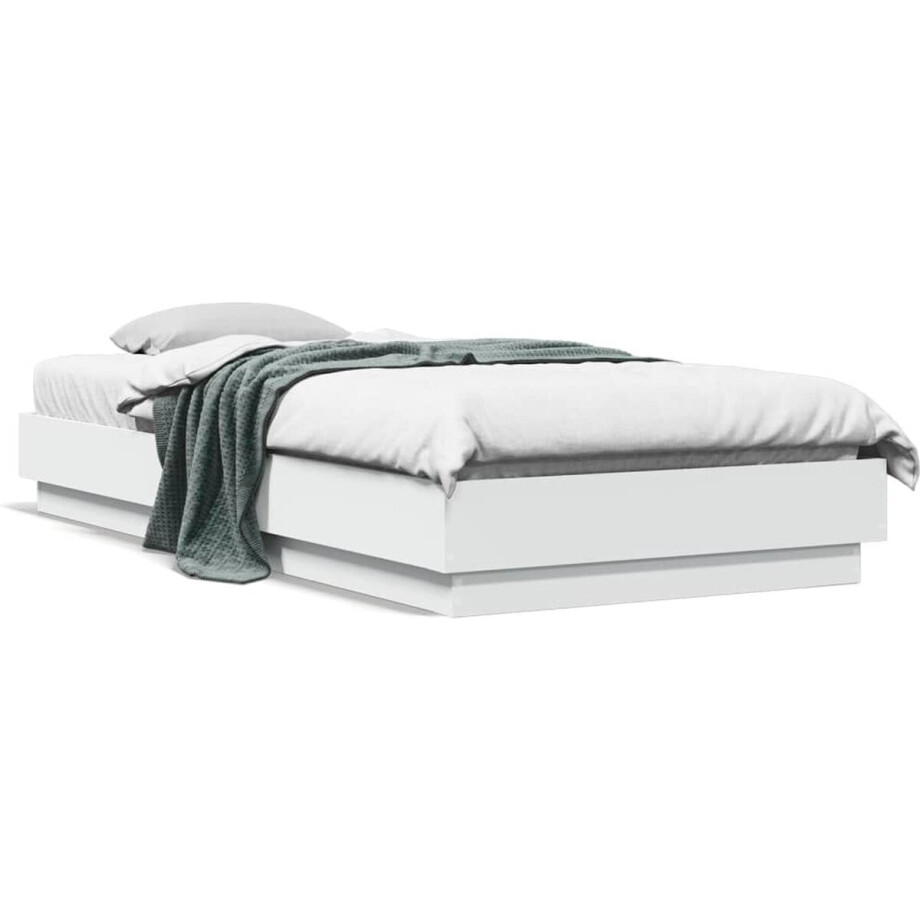 vidaXL - Bedframe - bewerkt - hout - wit - 100x200 - cm vidaXL - Bedframe - bewerkt - hout - wit - 100x200 - cm afbeelding 1