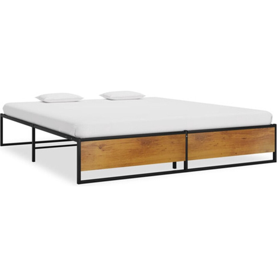 vidaXL - Bedframe - metaal - zwart - 200x200 - cm afbeelding 1