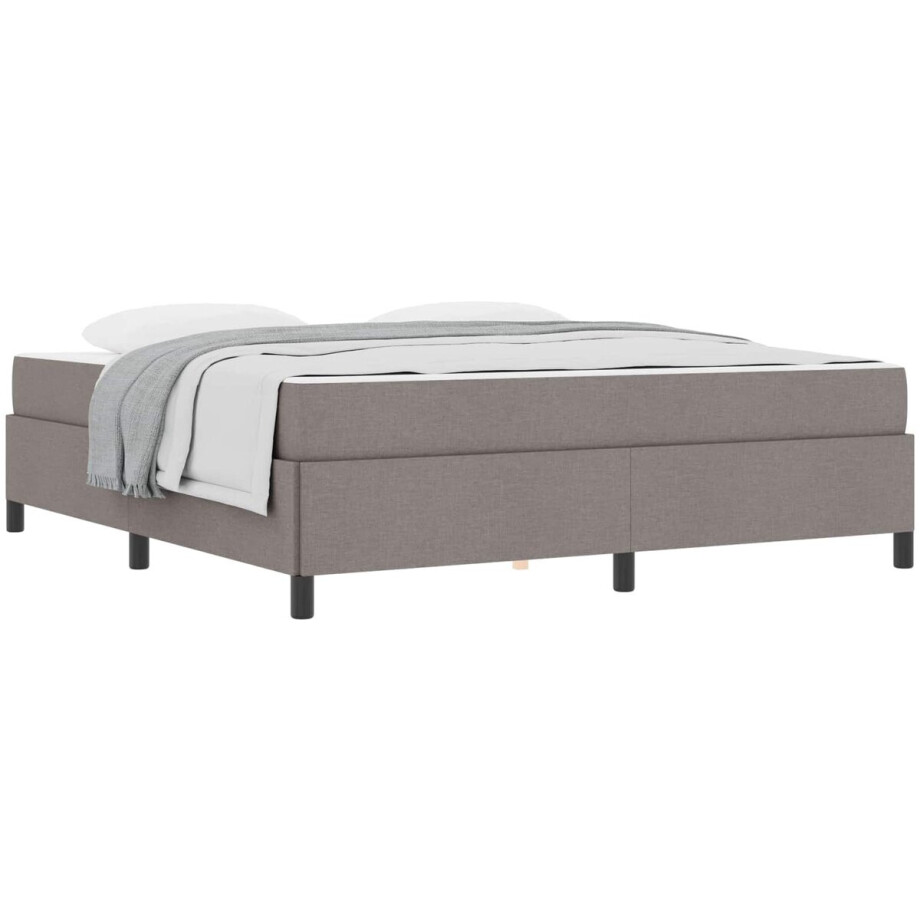 vidaXL - Boxspring - bed - Taupe - 180 - x - 200 - cm - Stof vidaXL - Boxspring - bed - Taupe - 180 - x - 200 - cm - Stof afbeelding 1
