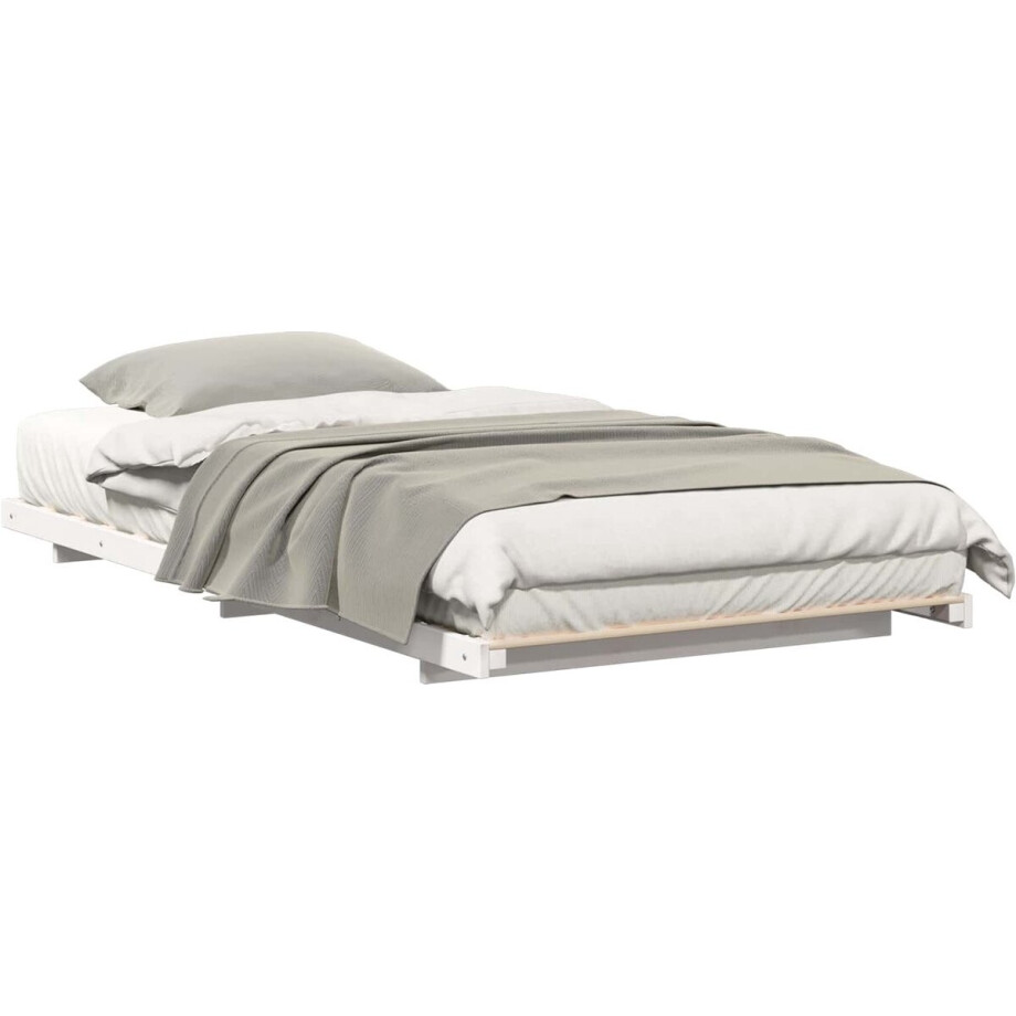 vidaXL - Bedframe - Wit - 100 - x - 220 - cm - Massief - grenenhout afbeelding 1