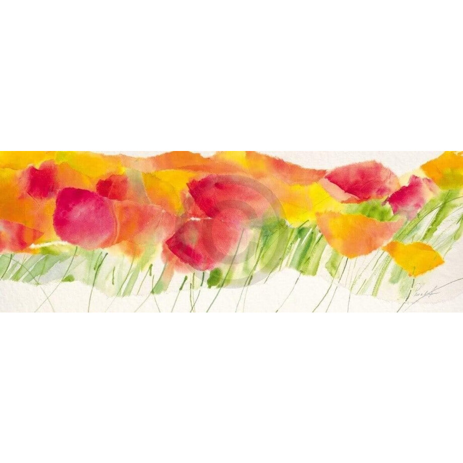 Kunstdruk Marta Peuckert - Poppy ribbon yellow 100x35cm afbeelding 1