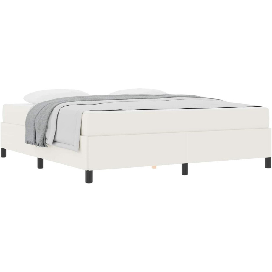 vidaXL - Bedframe - met - matras - Crème - 180 - x - 200 - cm - Stof afbeelding 1
