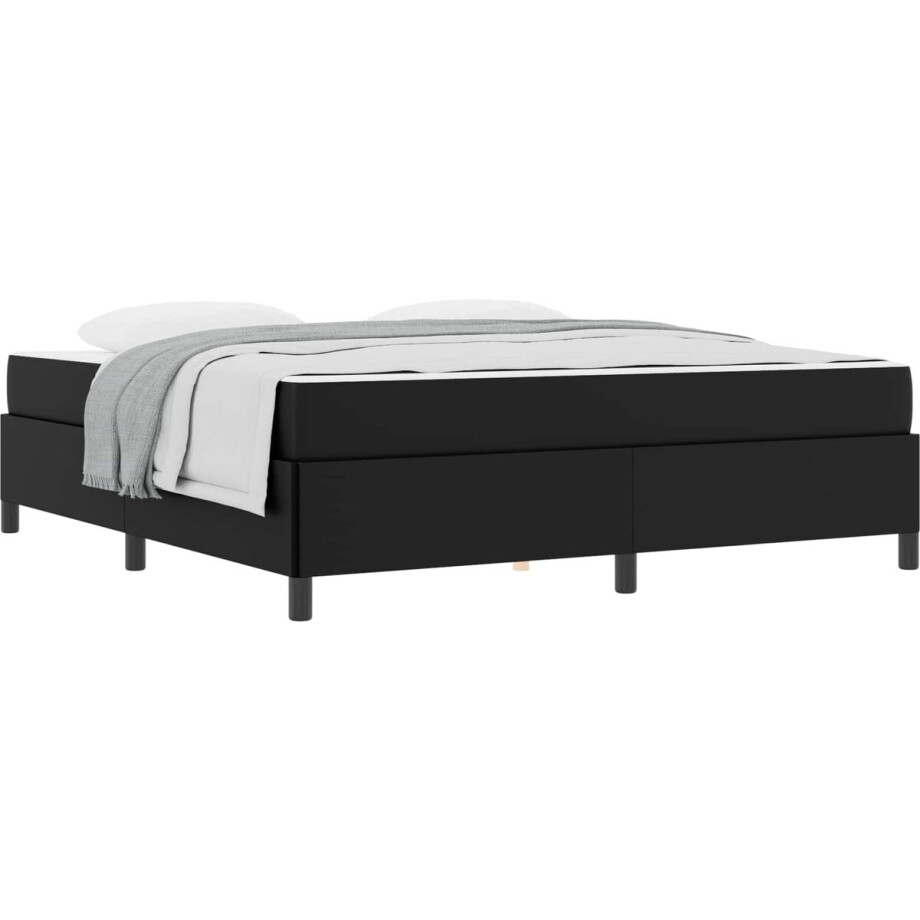 vidaXL - Bedframe - met - matras - Zwart - 180 - x - 200 - cm - Stof afbeelding 1
