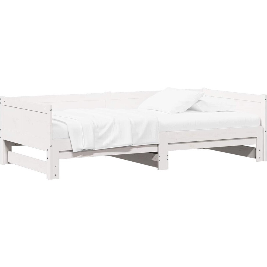 vidaXL - Uittrekbed - voor - overdag - Wit - 180 - x - 200 - cm - Massief - grenenhout afbeelding 1