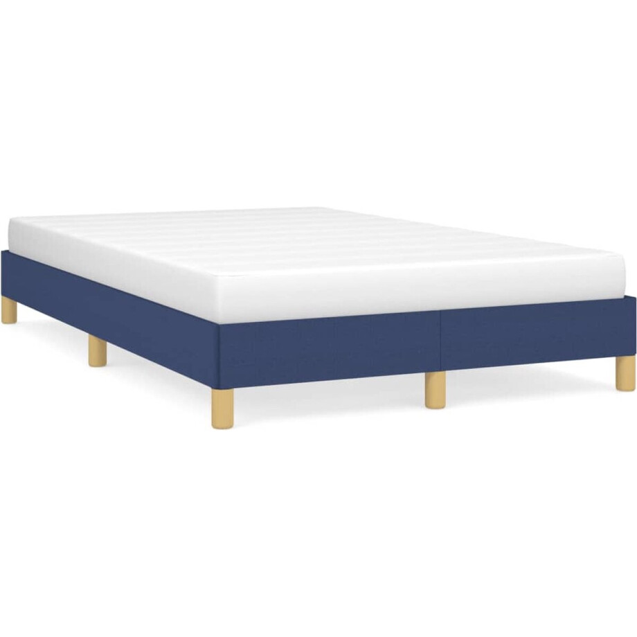 vidaXL - Bedframe - zonder - matras - 120x190 - cm - stof - blauw afbeelding 1