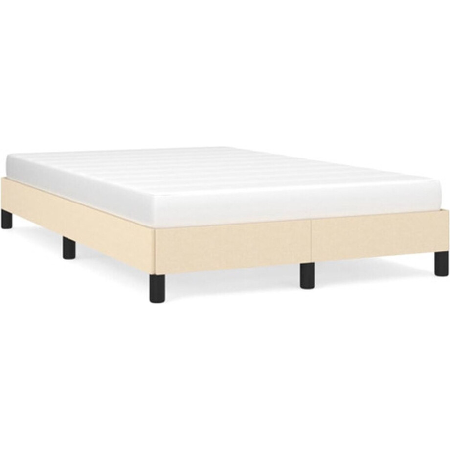 vidaXL - Bedframe - zonder - matras - 120x200 - cm - stof - crèmekleurig vidaXL - Bedframe - zonder - matras - 120x200 - cm - stof - crèmekleurig afbeelding 1