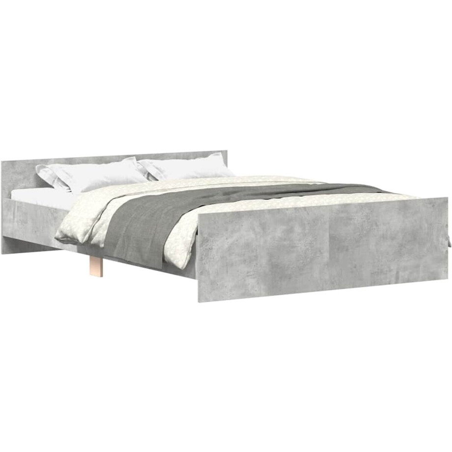 vidaXL - Bedframe - met - hoofd- - en - voeteneinde - betongrijs - 140x190 - cm afbeelding 1