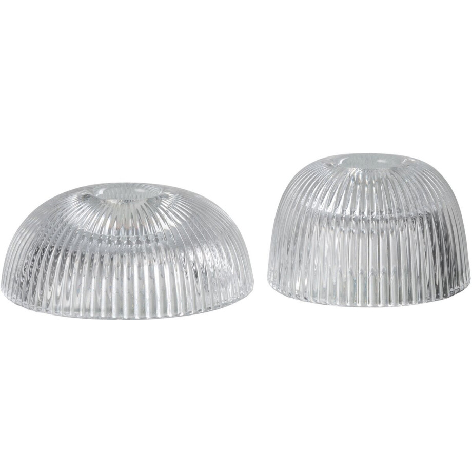 J-Line kaarshouder canele - glas - transparant - 2 stuks afbeelding 1