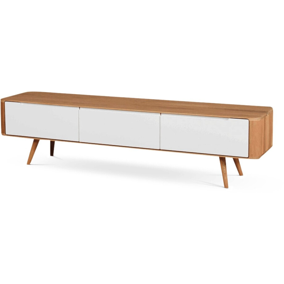 Gazzda Ena Lowboard Naturel - TV meubel - Hout - Massief Eiken - Wit - 180 cm afbeelding 1