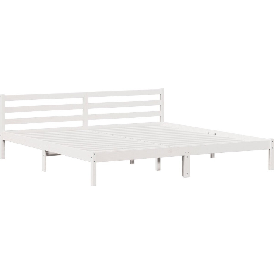 vidaXL - Bedframe - Wit - 225,5 - x - 205,5 - x - 69,5 - cm - Massief - vurenhout afbeelding 1