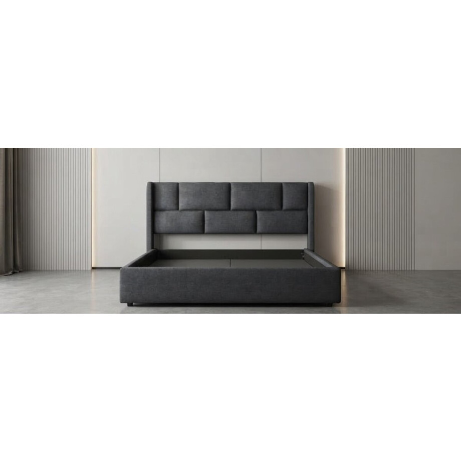 Luxe Gestoffeerd Hydraulisch Opbergbed 180x200 - 180x200 cm - Grijs - Novihome afbeelding 1