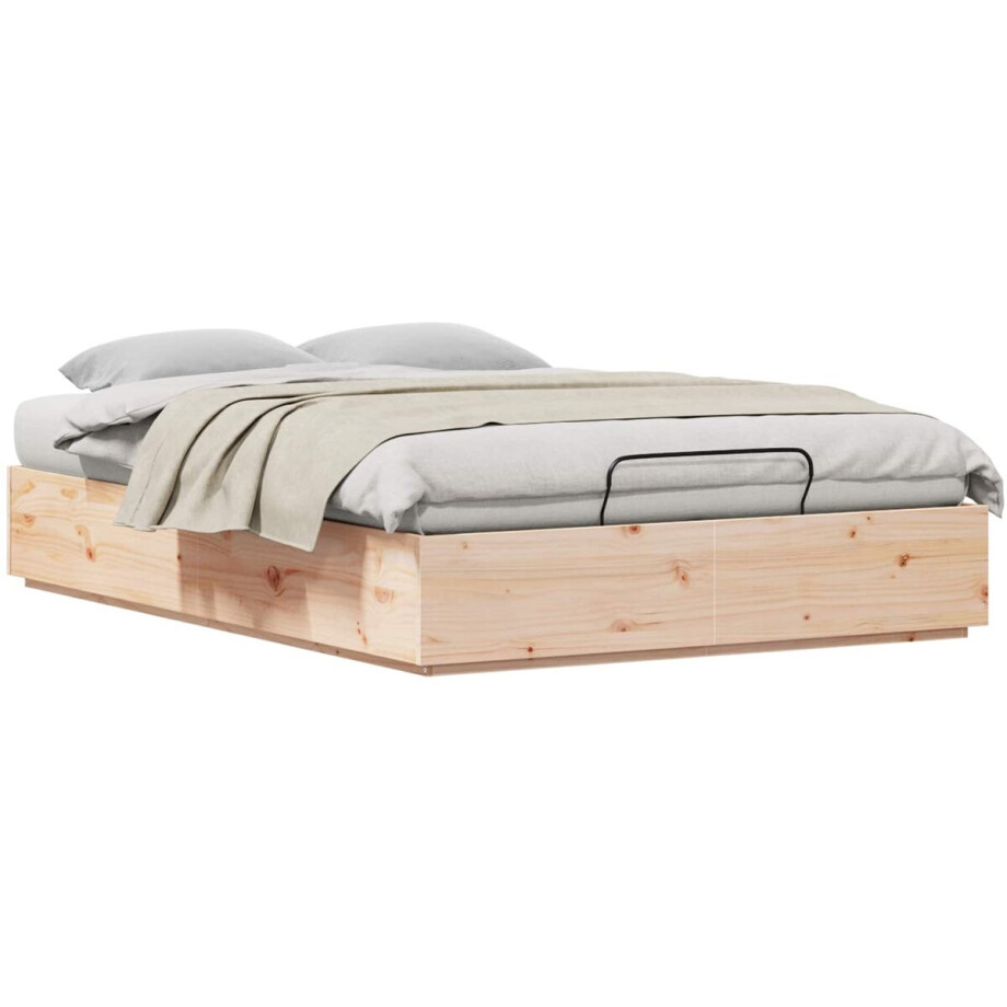 vidaXL - Ottoman - Bedframe - Naturel - 120 - x - 200 - cm - Massief - grenenhout vidaXL - Ottoman - Bedframe - Naturel - 120 - x - 200 - cm - Massief - grenenhout afbeelding 1