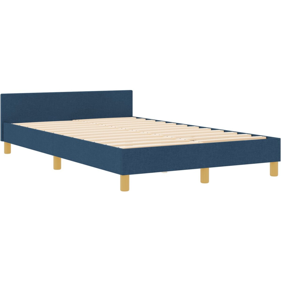 vidaXL - Bedframe - met - hoofdeinde - Blauw - 120 - x - 190 - cm - Stof vidaXL - Bedframe - met - hoofdeinde - Blauw - 120 - x - 190 - cm - Stof afbeelding 1