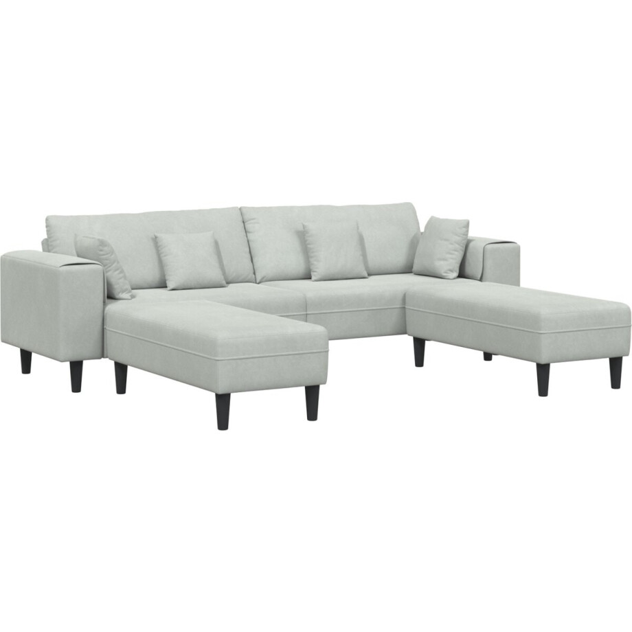 vidaXL - Bank - 3 - pcs - Lichtgrijs - 250 - x - 188 - x - 76 - cm - Fluweel vidaXL - Bank - 3 - pcs - Lichtgrijs - 250 - x - 188 - x - 76 - cm - Fluweel afbeelding 1