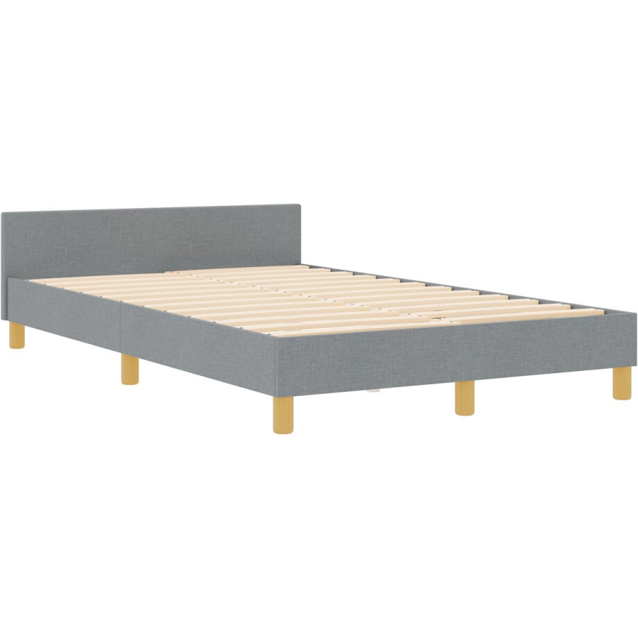 vidaXL - Bedframe - met - hoofdeinde - Lichtgrijs - 120 - x - 190 - cm - Stof vidaXL - Bedframe - met - hoofdeinde - Lichtgrijs - 120 - x - 190 - cm - Stof afbeelding 1