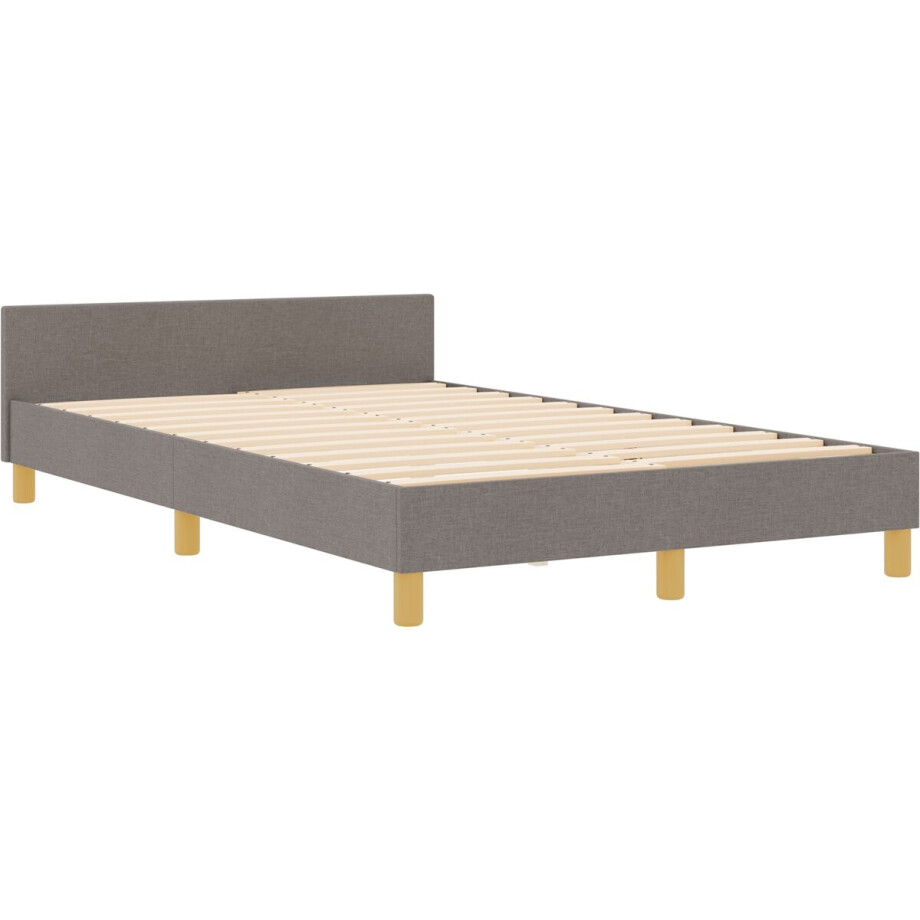 vidaXL - Bedframe - met - hoofdeinde - Taupe - 120 - x - 190 - cm - Stof vidaXL - Bedframe - met - hoofdeinde - Taupe - 120 - x - 190 - cm - Stof afbeelding 1