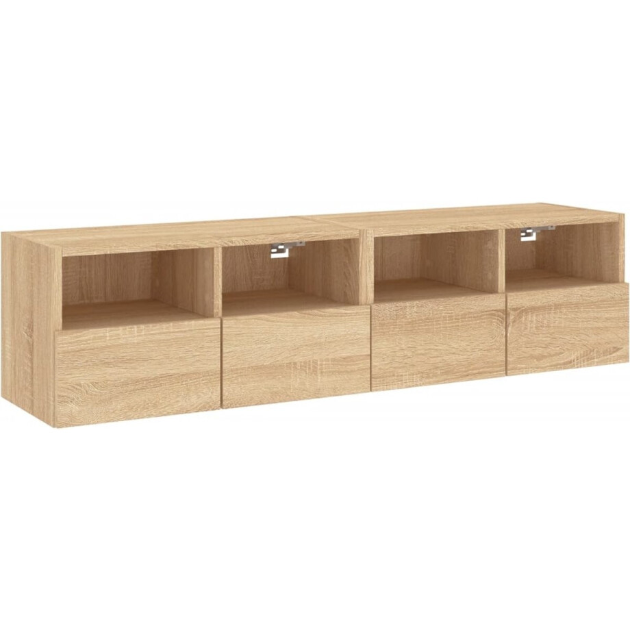 vidaXL - Tv-meubels - 2 - st - 60x30x30 - cm - bewerkt - hout - sonoma - eikenkleurig vidaXL - Tv-meubels - 2 - st - 60x30x30 - cm - bewerkt - hout - sonoma - eikenkleurig afbeelding 1