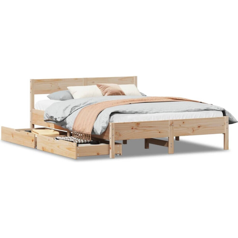 vidaXL - Bedframe - zonder - matras - massief - grenenhout - 140x200 - cm afbeelding 1