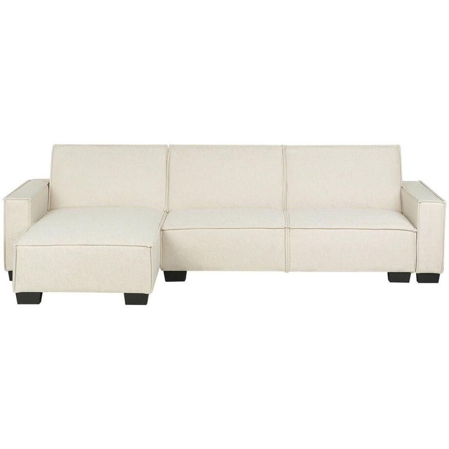 BELIANI ROMEDAL - Hoekslaapbank - Lichtbeige - Rechterzijde - Polyester BELIANI ROMEDAL - Hoekslaapbank - Lichtbeige - Rechterzijde - Polyester afbeelding 1