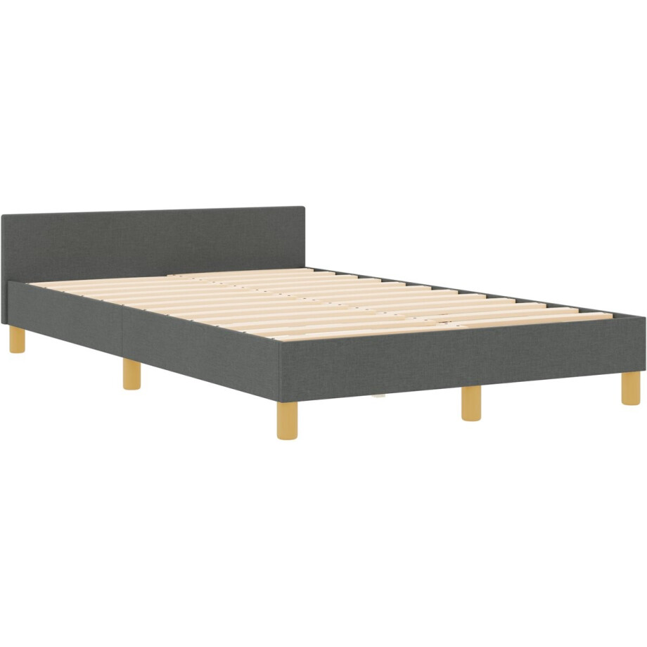 vidaXL - Bedframe - met - hoofdeinde - Donkergrijs - 120 - x - 200 - cm - Stof afbeelding 1