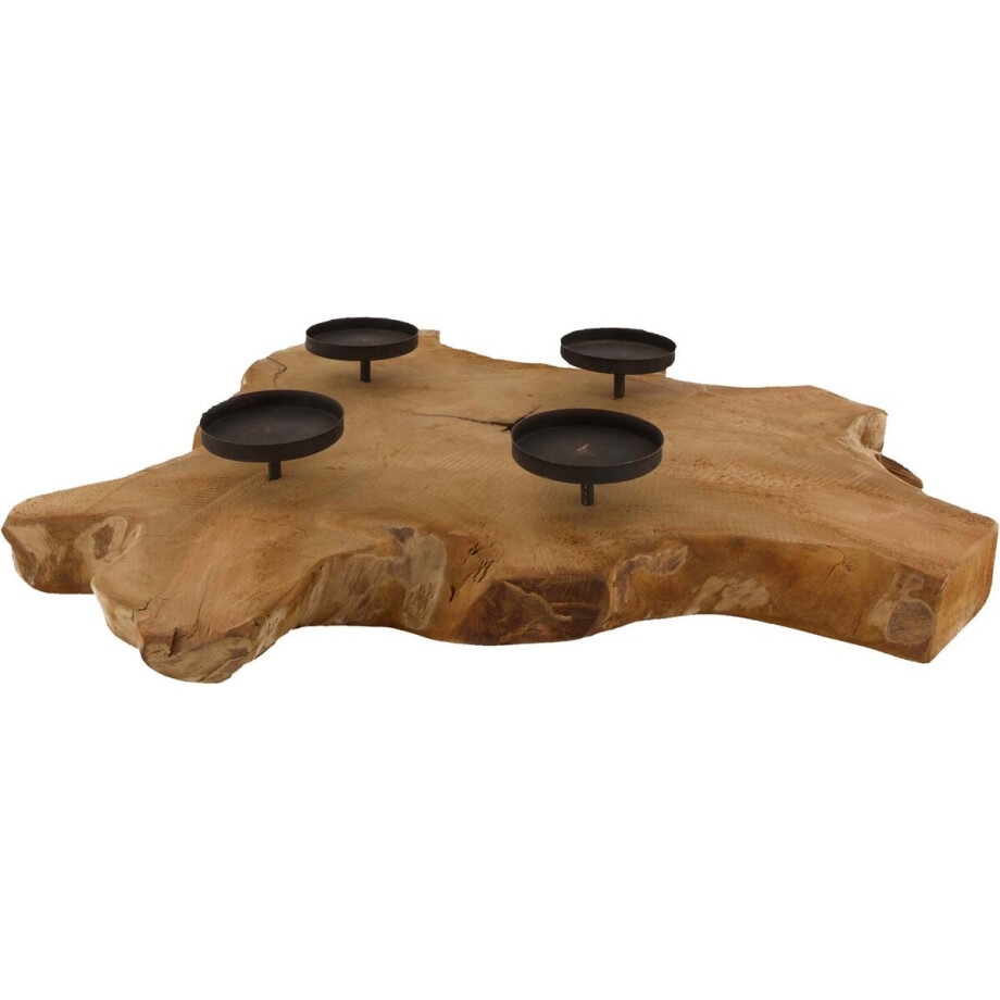 DKNC Granada Kandelaar - Teakhout - 55x55x9cm - Bruin DKNC Granada Kandelaar - Teakhout - 55x55x9cm - Bruin afbeelding 1